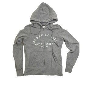 Y2K Abercrombie & Fitch Logo Gray  Hoodie Size XS Soft Collection